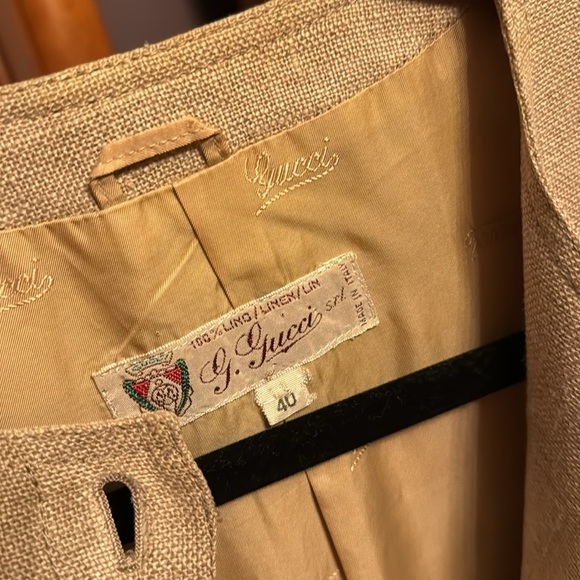 Gucci vintage blazer linen lined button down pockets size 40 large 10 - Picture 5 of 8